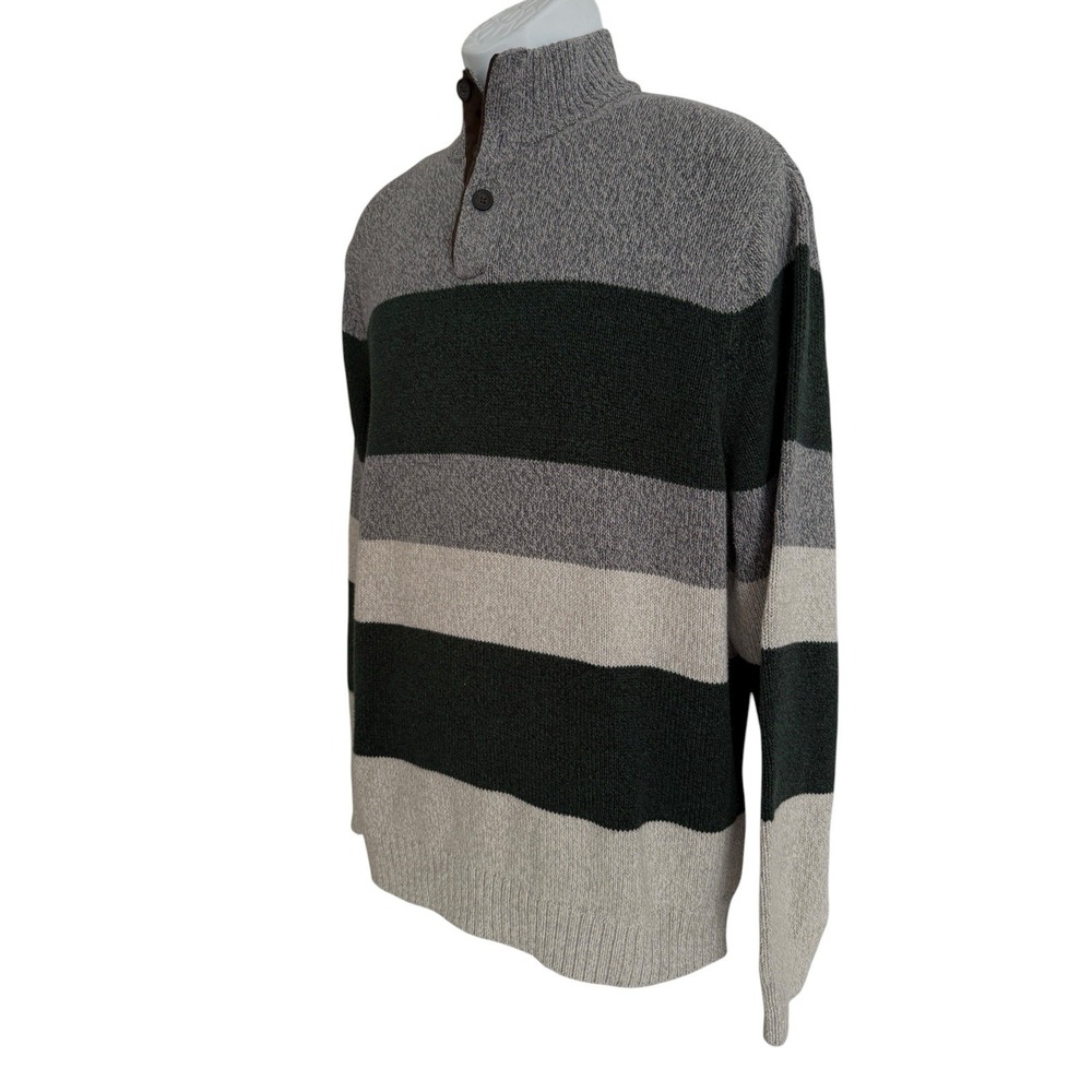 Chaps Men Henley Sweater Knit 2XL Rugby Stripe Knit Thick Cotton VTG